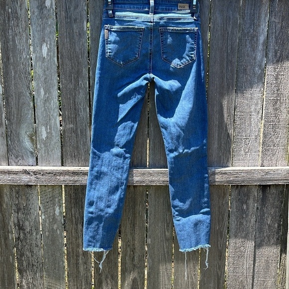 Paige verdugo ankle light wash factory faded destructed jeans raw hem sz 24/27 - Picture 8 of 11